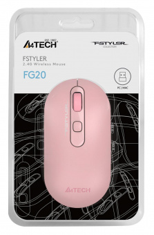 Мышь A4Tech Fstyler FG20 розовый оптическая (2000dpi) беспроводная USB для ноутбука (4but) от магазина РЭССИ