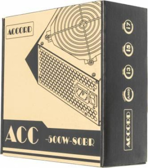 Блок питания Accord ATX 500W ACC-500W-80BR 80+ bronze (24+4+4pin) 120mm fan 6xSATA RTL от магазина РЭССИ