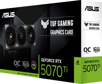 Видеокарта Asus PCI-E TUF-RTX5070TI-O16G-GAMING NVIDIA GeForce RTX 5070TI 16Gb 256bit GDDR7 2640/23000 HDMIx2 DPx3 HDCP Ret от магазина РЭССИ