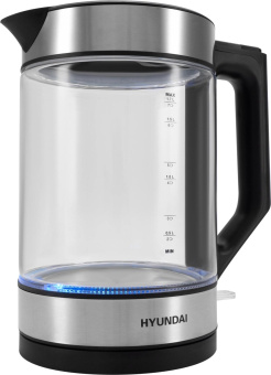 Чайник электрический Hyundai HYK-G3509 1.7л. 2200Вт черный/прозрачный корпус: стекло/пластик от магазина РЭССИ