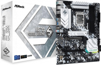 Материнская плата Asrock H670 STEEL LEGEND Soc-1700 Intel H670 4xDDR4 ATX AC`97 8ch(7.1) 2.5Gg RAID+VGA+HDMI+DP от магазина РЭССИ