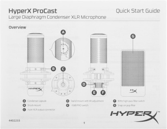 Микрофон проводной HyperX ProCast Microphone 3м черный от магазина РЭССИ