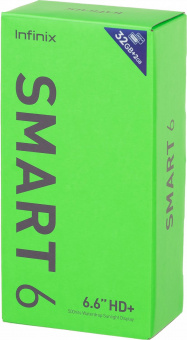 Смартфон Infinix X6511 Smart 6 32Gb 2Gb черный моноблок 3G 4G 2Sim 6.6" 720x1600 Android 11 Go edition 8Mpix 802.11 b/g/n NFC GPS GSM900/1800 GSM1900 TouchSc FM microSD max512Gb от магазина РЭССИ