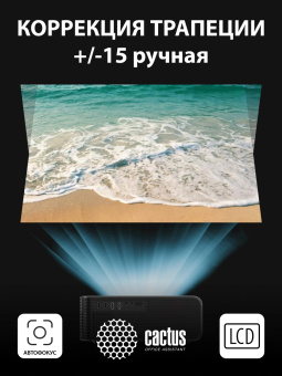 Проектор Cactus CS-PRM.01B.Full HD LCD 700Lm ANSI (1920x1080) 2500:1 ресурс лампы:50000часов 2xUSB typeA 2xHDMI 1.8кг от магазина РЭССИ