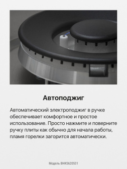Газовая варочная поверхность Hansa BHKS620531 черный от магазина РЭССИ