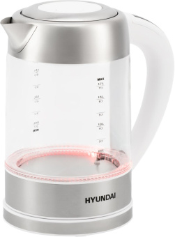 Чайник электрический Hyundai HYK-S5807 1.7л. 2200Вт белый/серебристый корпус: стекло/металл от магазина РЭССИ