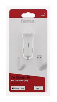 Автомобильное зар./устр. Hama H-183291 1A для Apple кабель Apple Lightning белый (00183291) от магазина РЭССИ
