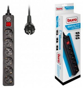 Сетевой фильтр Buro 600SH-1.8-B 1.8м (6 розеток) черный (коробка) от магазина РЭССИ