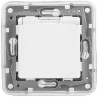 Розетка силов. Legrand Etika 672232 скрыт. зазем. крыш. IP44 белый от магазина РЭССИ