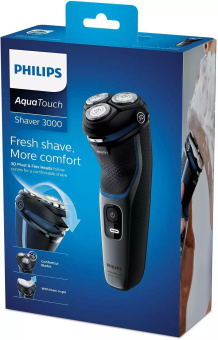 Бритва роторная Philips S3122/51 реж.эл.:3 питан.:аккум. черный/серый от магазина РЭССИ