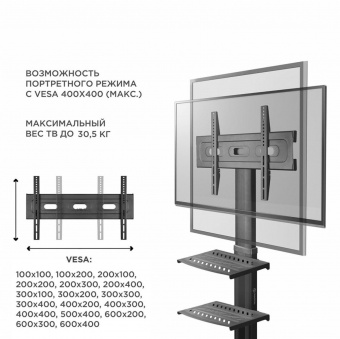 Подставка для телевизора Onkron TS2551 черный 32"-55" макс.32.5кг напольный мобильный от магазина РЭССИ