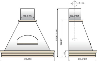 Вытяжка каминная Elikor Бельведер Валенсия 90П-650-П3Д бежевый/дуб неокрашенный управление: ползунковое (1 мотор) от магазина РЭССИ