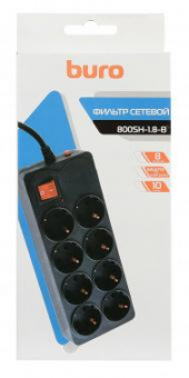 Сетевой фильтр Buro 800SH-1.8-B 1.8м (8 розеток) черный (коробка) от магазина РЭССИ