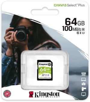 Флеш карта SDXC 64Gb Class10 Kingston SDS2/64GB Canvas Select Plus w/o adapter от магазина РЭССИ