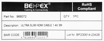 Кабель HDMI (m)/HDMI (m) 3м. позолоч.конт. от магазина РЭССИ