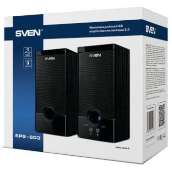 Колонки Sven SPS-603 2.0 черный 6Вт от магазина РЭССИ