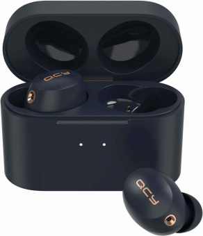 Гарнитура вкладыши QCY HT01 0.5м синий беспроводные bluetooth в ушной раковине от магазина РЭССИ