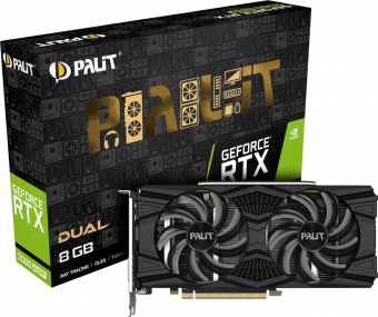 Видеокарта Palit PCI-E PA-RTX2060SUPER DUAL 8G NVIDIA GeForce RTX 2060SUPER 8192Mb 256 GDDR6 1470/14000 DVIx1 HDMIx1 DPx1 HDCP Ret от магазина РЭССИ
