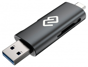 Устройство чтения карт памяти USB 2.0/Type C Digma CR-СU2520-G серый от магазина РЭССИ