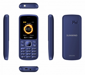 Мобильный телефон SunWind A1701 CITI 32Mb синий моноблок 2Sim 1.77" 128x160 GSM900/1800 GSM1900 FM microSD max32Gb от магазина РЭССИ