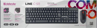 Клавиатура + мышь Defender Line C-511 клав:черный мышь:черный/красный USB Multimedia (45511) от магазина РЭССИ