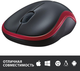 Мышь Logitech M185 черный/красный оптическая (1000dpi) беспроводная USB1.1 для ноутбука (2but) от магазина РЭССИ