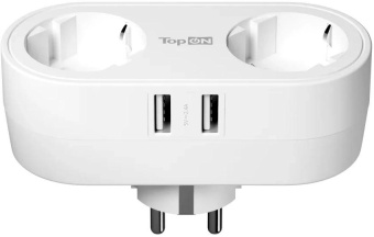 Сетевой фильтр TopON TOP-SL-822E-2A (2 розетки) белый (коробка) от магазина РЭССИ