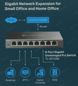 TP-Link TL-SG108E 8-Port Gigabit Desktop Easy Smart Switch, 8 10/100/1000Mbps RJ45 ports, MTU/Port/Tag-based VLAN, QoS, IGMP Snooping от магазина РЭССИ