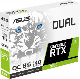 Видеокарта Asus PCI-E 4.0 DUAL-RTX3060-O8G-WHITE NVIDIA GeForce RTX 3060 8192Mb 128 GDDR6 1837/15000 HDMIx1 DPx3 HDCP Ret от магазина РЭССИ