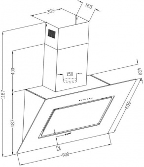 Вытяжка каминная Lex Leila 900 белый управление: сенсорное (1 мотор) от магазина РЭССИ