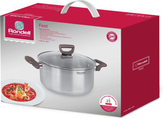 Кастрюля Rondell Fest RDS-1323 4.8л. d=24см (с крышкой) стальной от магазина РЭССИ