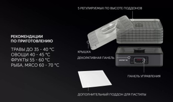 Сушка для фруктов и овощей Polaris PFD 2108PV 6под. 250Вт черный от магазина РЭССИ