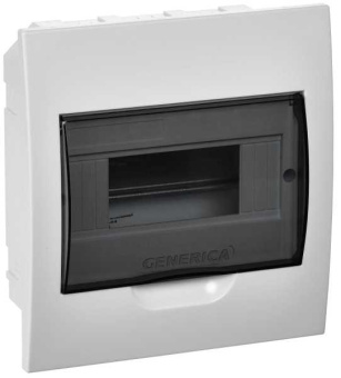 Корпус пластиковый ЩРВ-П-8 черная прозрачная дверь IP41 GENERICA от магазина РЭССИ