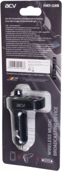 Автомобильный FM-модулятор ACV FMT-128B черный MicroSD BT USB (38762) от магазина РЭССИ