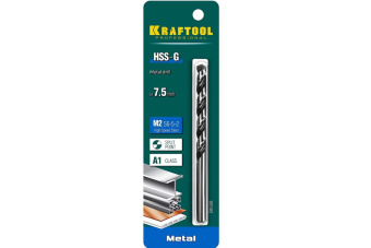 Сверло Kraftool 29651-7.5 по металлу Д=7.5мм Дл=117мм (1пред.) для шуруповертов/дрелей от магазина РЭССИ
