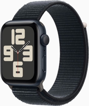 Смарт-часы Apple Watch SE 2024 A2723 44мм OLED корп.темная ночь Sport Loop рем.темная ночь разм.брасл.:130-200мм (MXEP3LL/A) от магазина РЭССИ