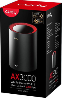 Бесшовный Mesh роутер Cudy M3000(1-Pack) AX3000 100/1000/2500BASE-T черный от магазина РЭССИ