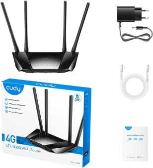 Роутер беспроводной Cudy LT400 N300 10/100BASE-TX/4G cat.4 черный от магазина РЭССИ