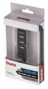 Разветвитель USB 2.0 Buro BU-HUB4-0.5L-U2.0 4порт. черный от магазина РЭССИ