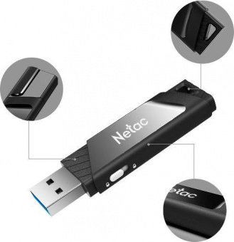 Флеш Диск Netac 64Gb U336 NT03U336S-064G-30BK USB3.0 черный от магазина РЭССИ