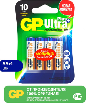 Батарея GP Ultra Plus Alkaline 15AUPNEW-2CR4 AA (4шт) блистер от магазина РЭССИ