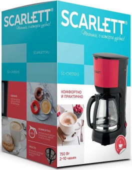 Кофеварка капельная Scarlett SC-CM33013 750Вт красный/черный от магазина РЭССИ