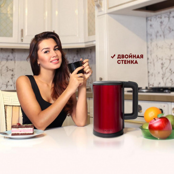 Чайник электрический Galaxy GL 0300 1.7л. 2000Вт красный/черный (корпус: нержавеющая сталь) от магазина РЭССИ