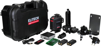 Нивелир лазерн. Elitech LN 16D GREEN 2кл.лаз. 520нм цв.луч. зеленый 4луч. (204737) от магазина РЭССИ