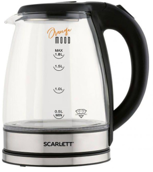 Чайник электрический Scarlett SC-EK27G36 1.8л. 1800Вт черный корпус: стекло/пластик от магазина РЭССИ