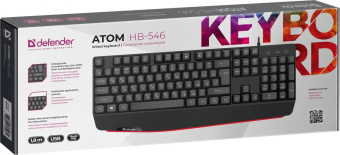 Клавиатура Defender Atom HB-546 черный USB Multimedia for gamer (подставка для запястий) (45546) от магазина РЭССИ