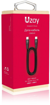 Кабель Uzay UZ-12CC-C1809-9-BK USB Type-C (m)-USB Type-C (m) 1.2м черный коробка (упак.:1шт) от магазина РЭССИ