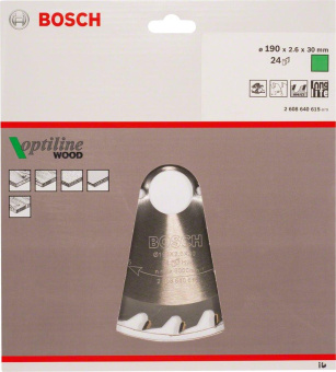 Диск пильный по дер. Bosch Standard (2608640615) d=190мм d(посад.)=30мм (циркулярные пилы) (упак.:1шт) от магазина РЭССИ