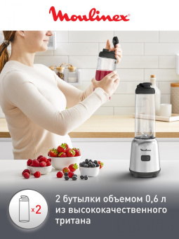 Блендер стационарный Moulinex LM15FD10 300Вт серебристый/черный от магазина РЭССИ