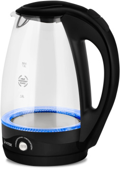 Чайник электрический Vitek VT-7034 1.8л. 2200Вт прозрачный/черный корпус: стекло/пластик от магазина РЭССИ